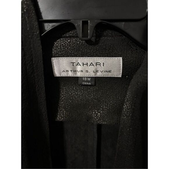 ❤️Tahari Women’s Plus Faux Leather Waterfall Jacket - Picture 2 of 8